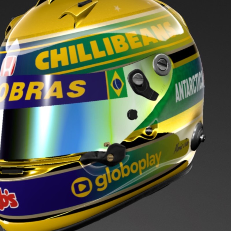 a superb helmet using the colors of Brazil's national flag